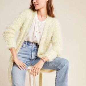 By Anthropologie Larkin Shimmer Cardigan Metallic Eyelash Yellow Size M Bohemian
